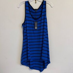 NWT Cable & Gauge brand blue & black striped tank top Size L